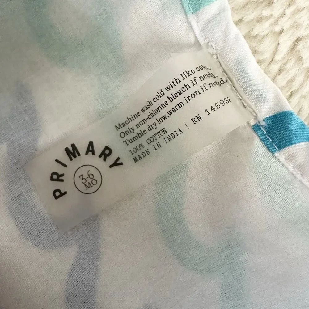 Primary Baby 0-3 Month Henely Tank Shortie In Sea Wave Summer Outfit Snap Cotton